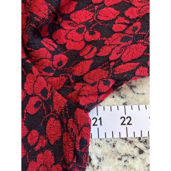 Vintage Caia Red Black Lace Blouse XL Floral Sheer Ruffle Gothic Romantic Goth - Picture 5 of 7